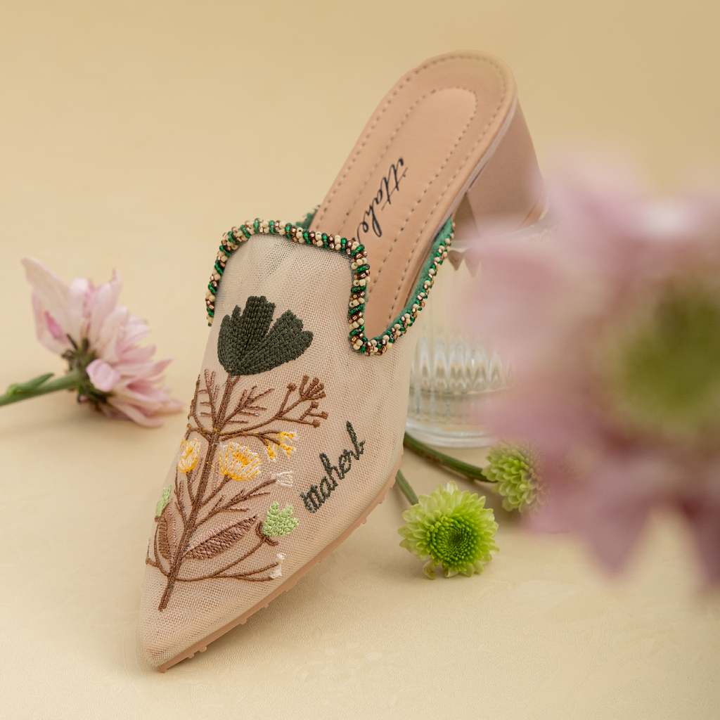 Ittaherl Harper Beaded Block Heels 40mm Jade