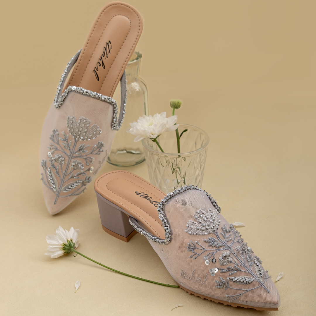 Ittaherl Harper Full Beaded Block Heels 40mm Whisper