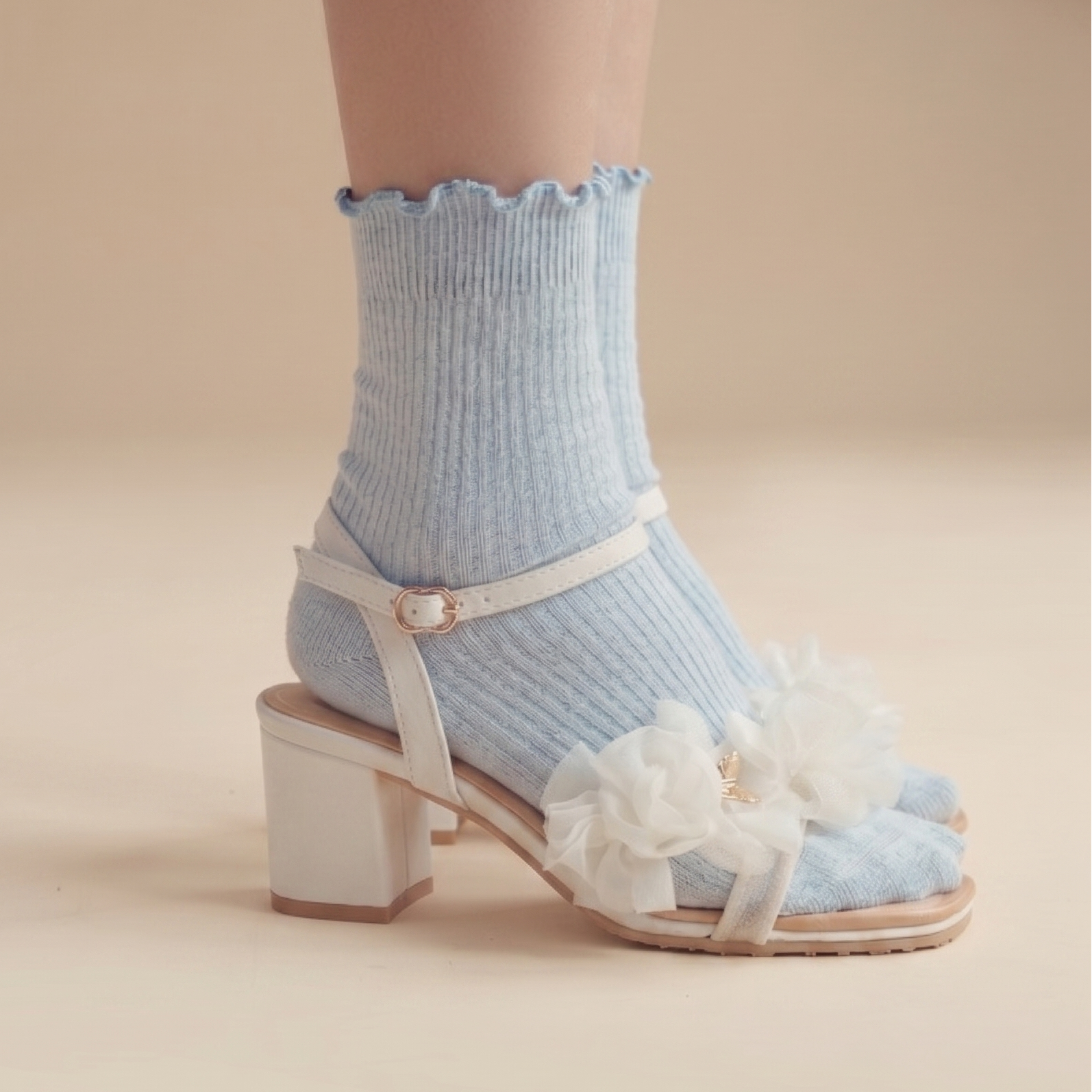 Hariette Block Heels x Strap 40mm Cloud