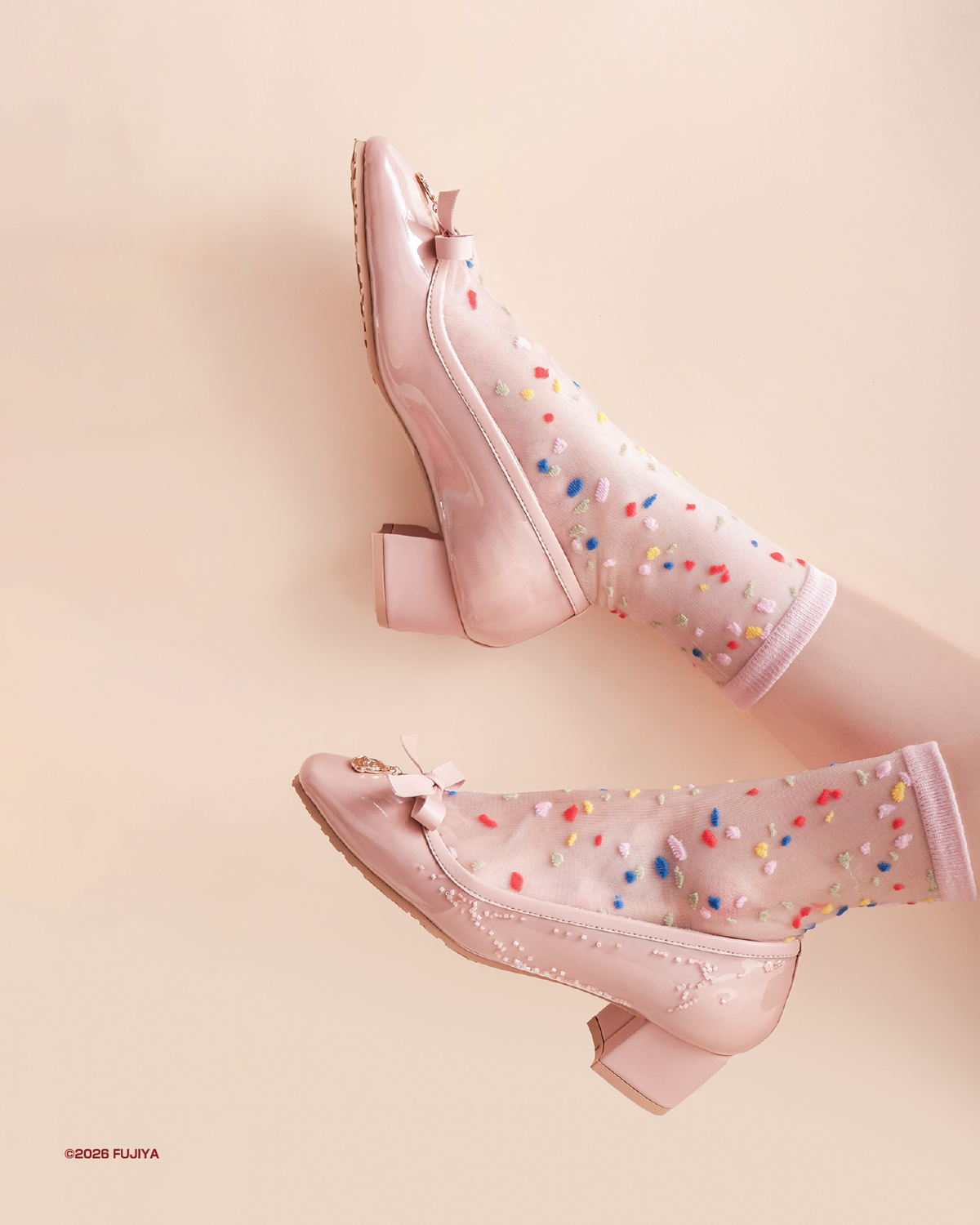 Peko & Poko x Ittaherl - Peko Summer 40mm Block Heels Blush