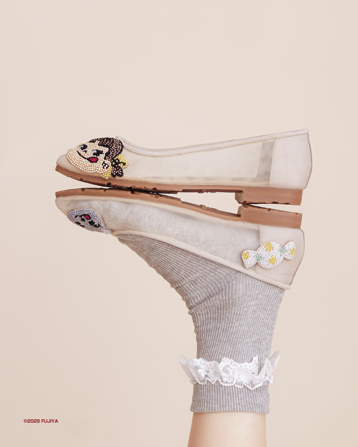 Peko & Poko x Ittaherl - Peko Summer Beaded Mesh Squaretoe