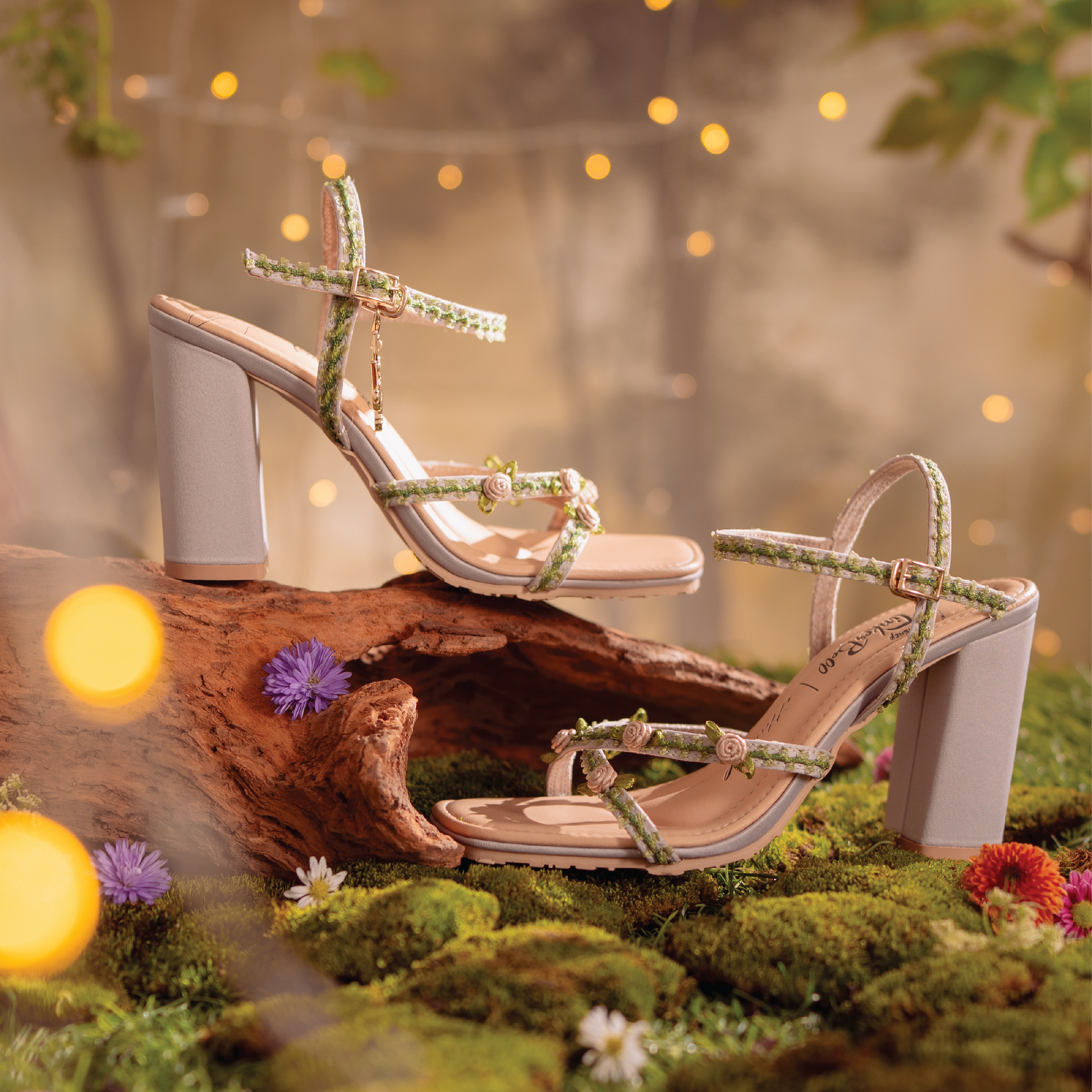 Disney TinkerBell | Ittaherl - Pixie Dust Block Heels x Strap 60mm Sage