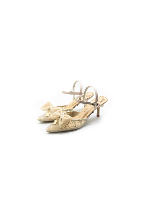 Love Peko Embroidered Thin Heels 60mm Sand