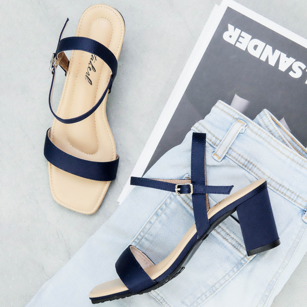 Ittaherl Riana Block Heels Strap 60mm Naval