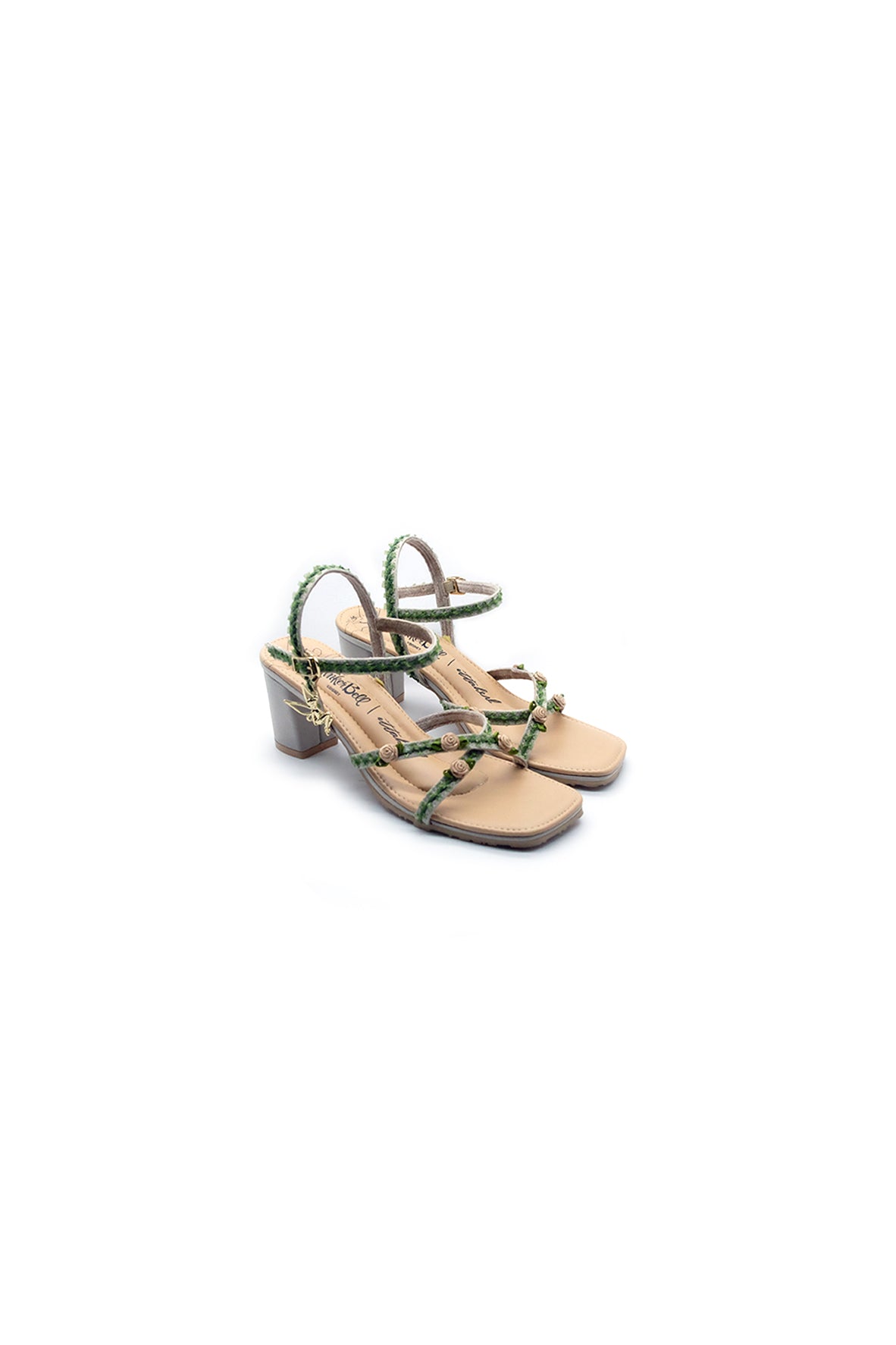 Pixie Dust Block Heels X Strap 60 mm Sage